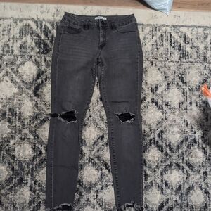 Refuge Black Distressed Skinny Jeans